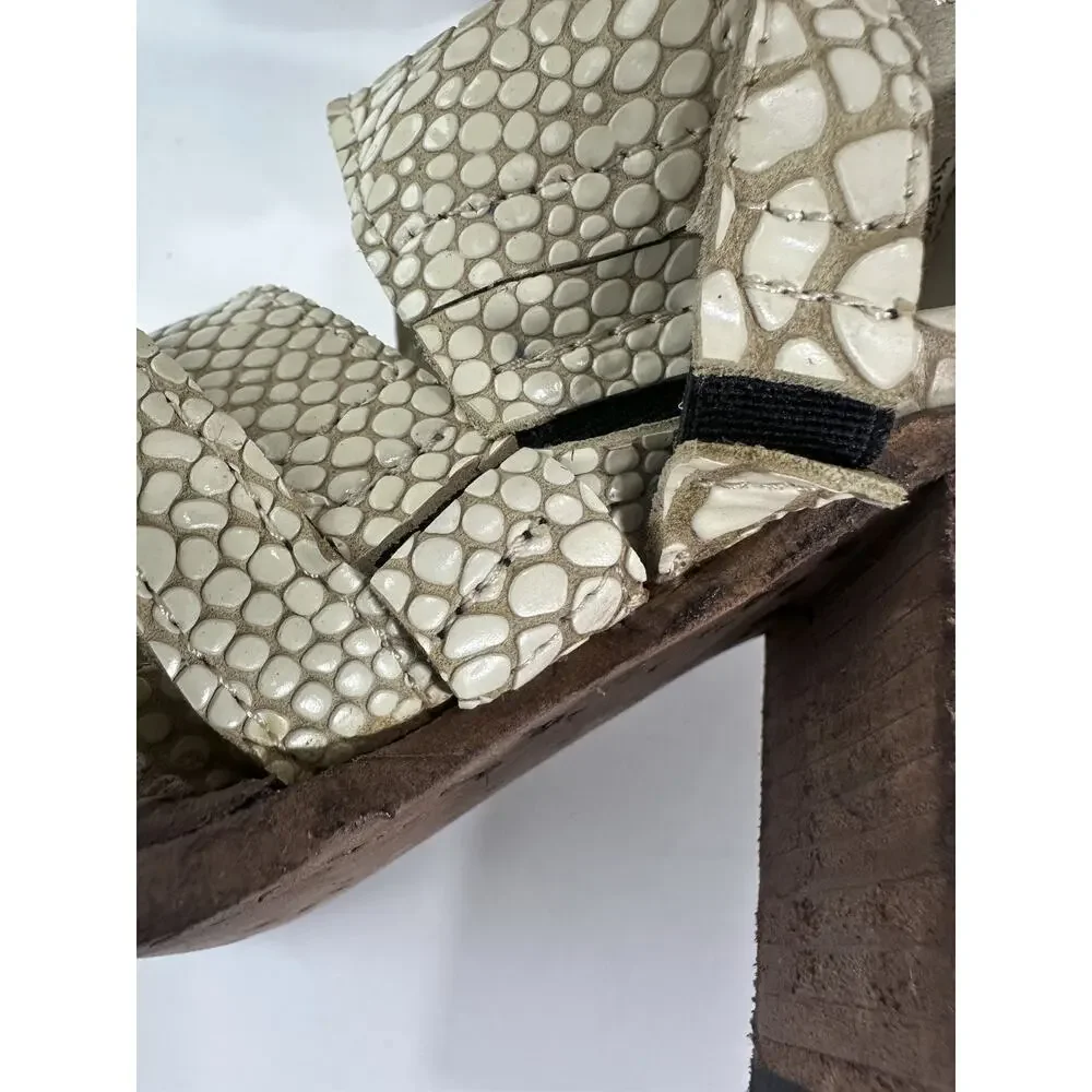 Freebird by Steven Rare Claw Python Snake Heel Sandals Strappy Cream Size 7 EUC - Picture 13 of 16